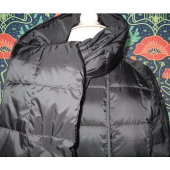 Theory Black Quilted Nylon Detachable Scarf Coat Down Puffer Jacket - Picture 7 of 10